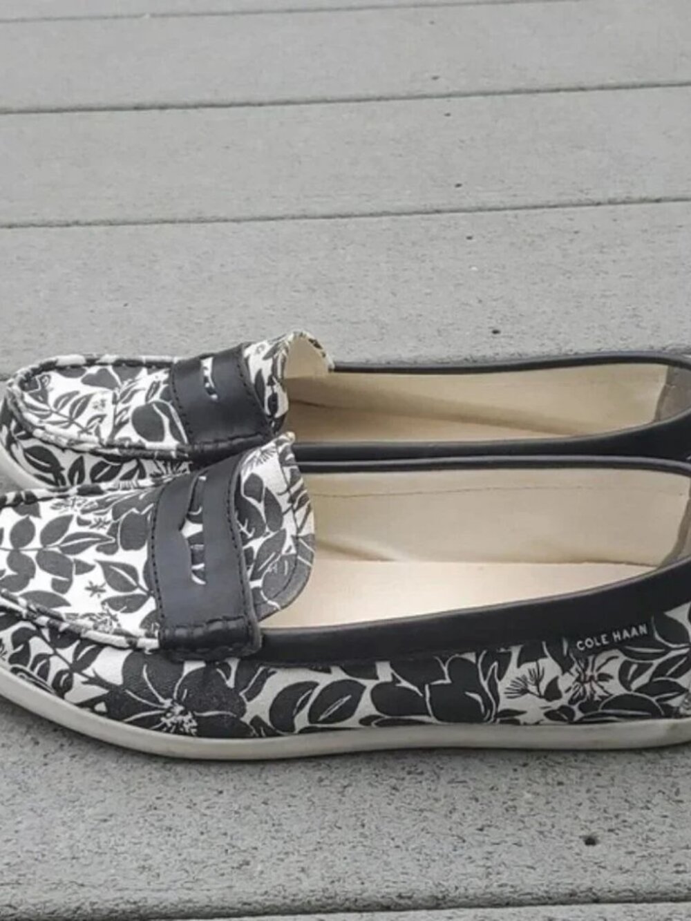 Cole Haan Pinch Weekender Floral Canvas Penny Loafer Shoes | Cole Haan Slip Ons - Picture 4 of 10